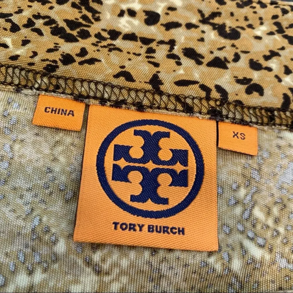 Tory Burch tan black snakeskin print silk shift dress size XS